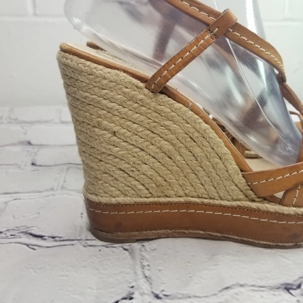 L.K. Bennett strappy leather espadrille wedge platform sandals